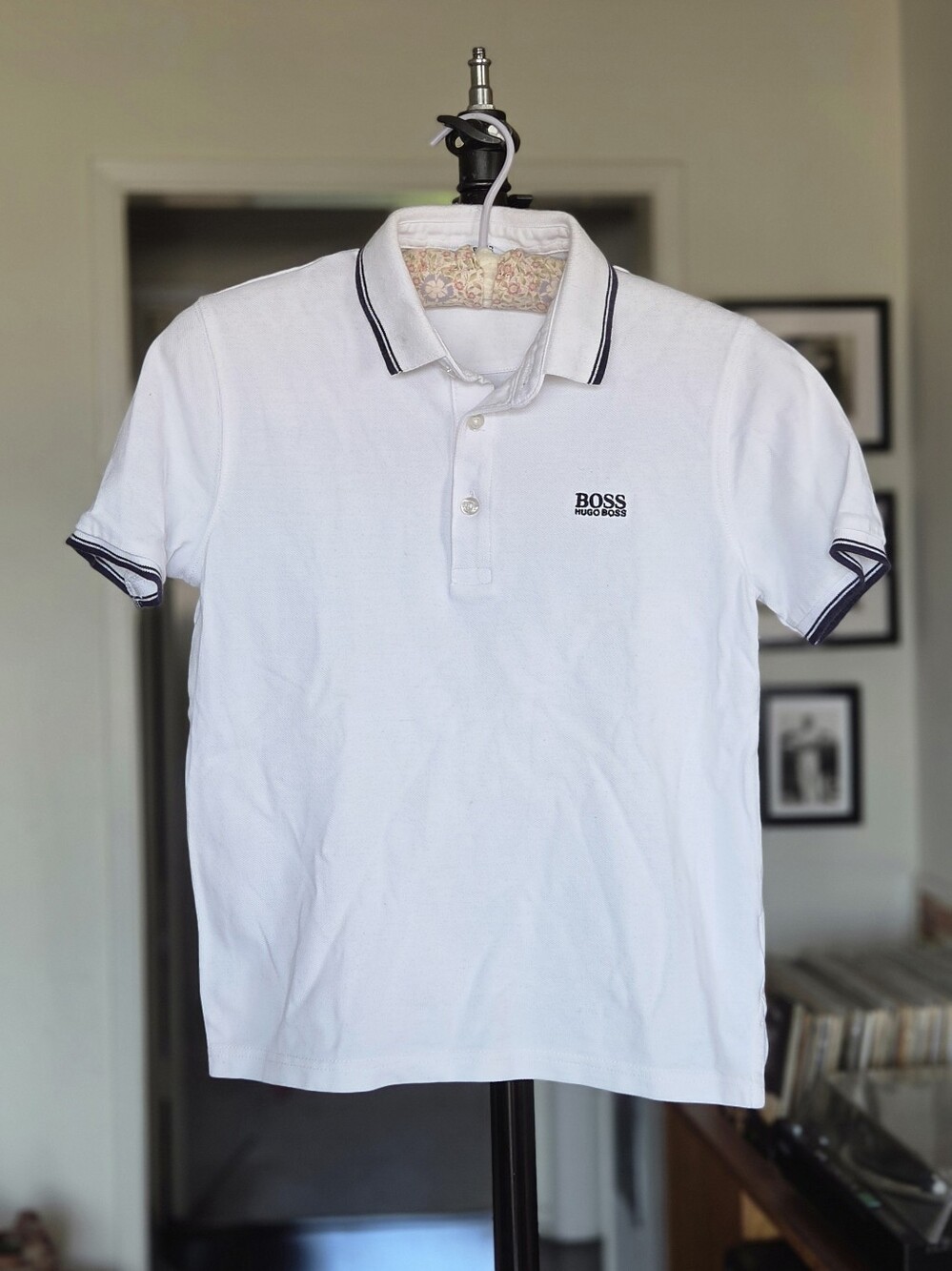 Hugo Boss Kids White Polo with Navy Trim